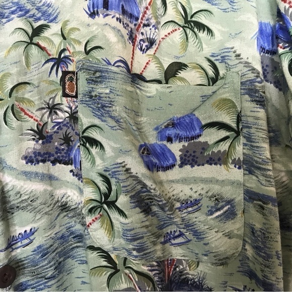 Pineapple, connection, light blue aloha, shirt, tropical print SzL - Picture 5 of 8